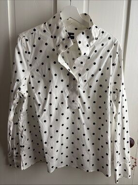 Talbots White Polka Dot Long-Sleeve Shirt